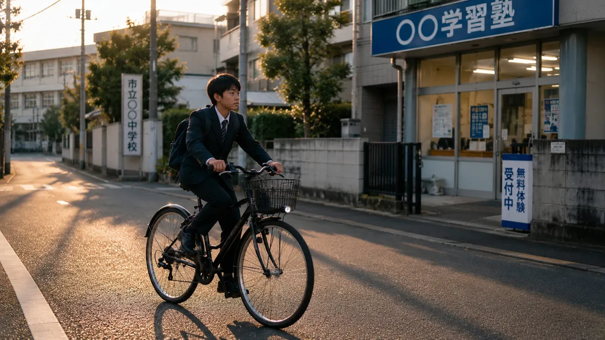自転車で通学する生徒